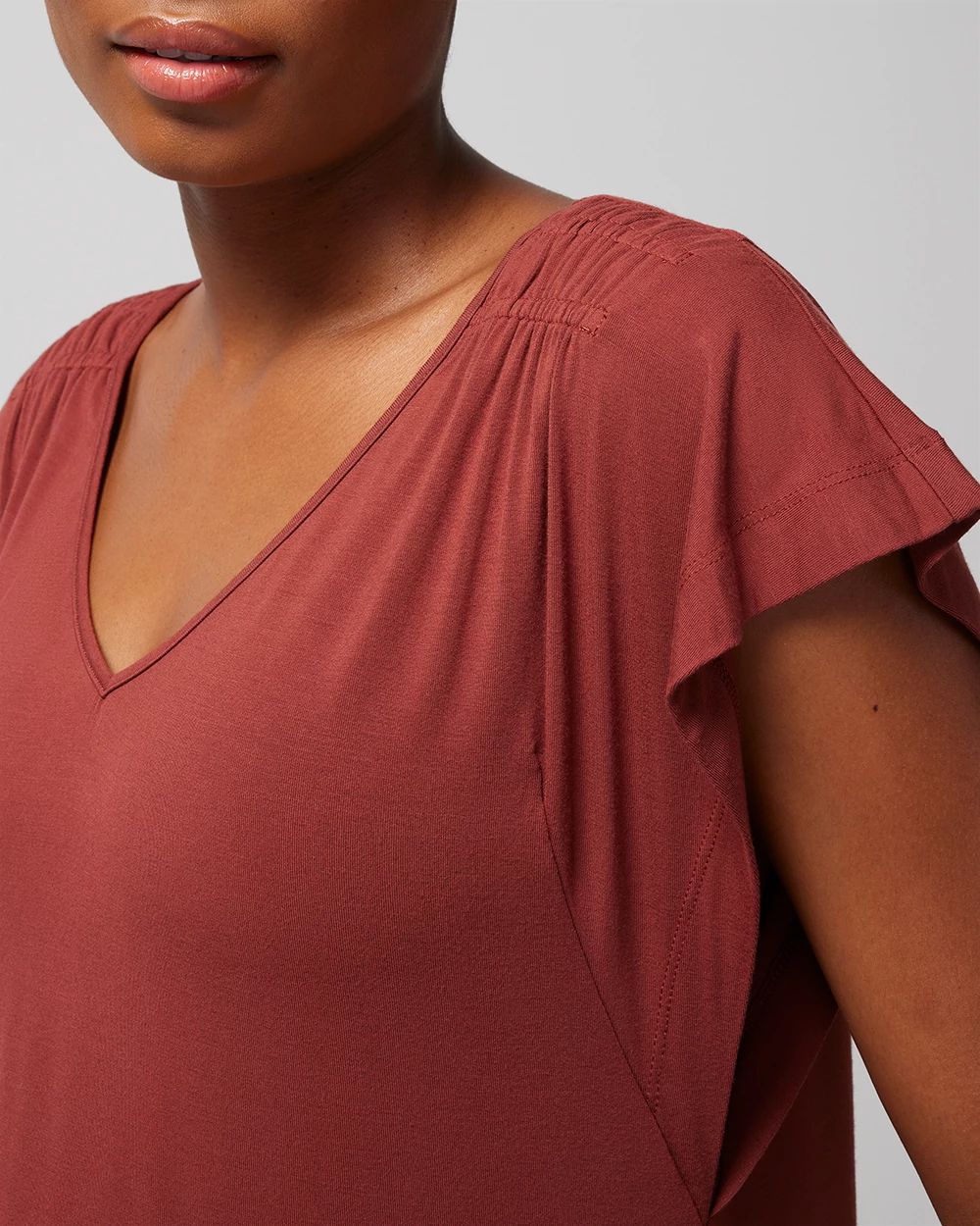Cool Nights Short-Sleeve Flutter Pajama Top