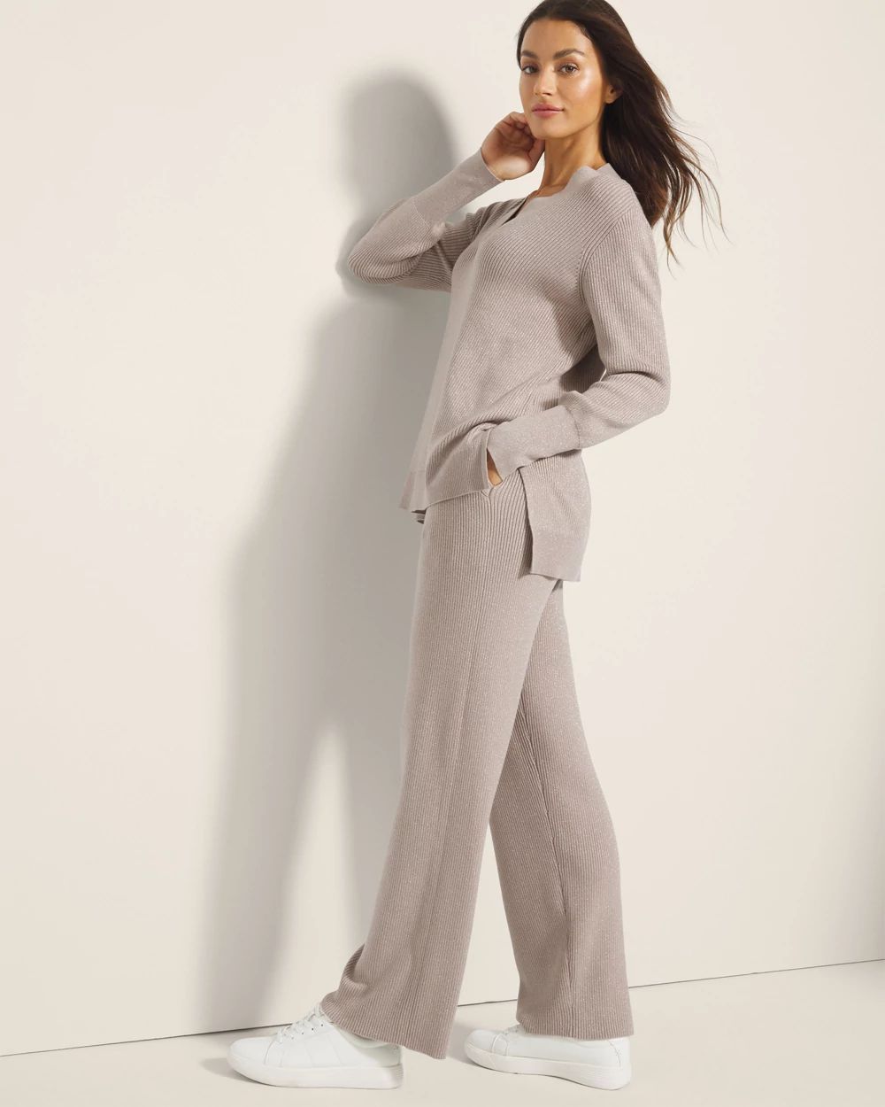 Lurex Straight Leg Sweater Pant