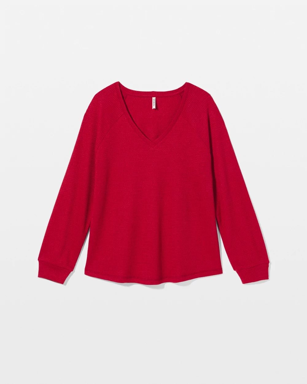 Cozy Waffle Long Sleeve V-Neck Pajama Top click to view larger image.