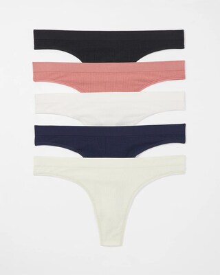 Rib Thong Panty 5 Pack