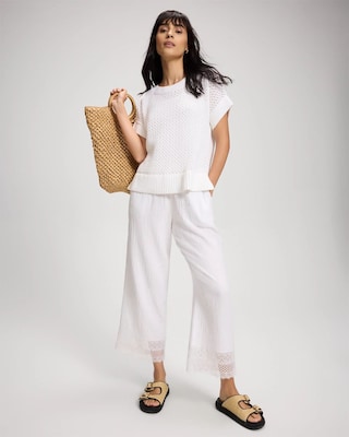 Cotton Mesh-Stitch Relaxed Fit Dolman Top click to view larger image.