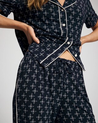 Piped Crop Pajama Pants click to view larger image.