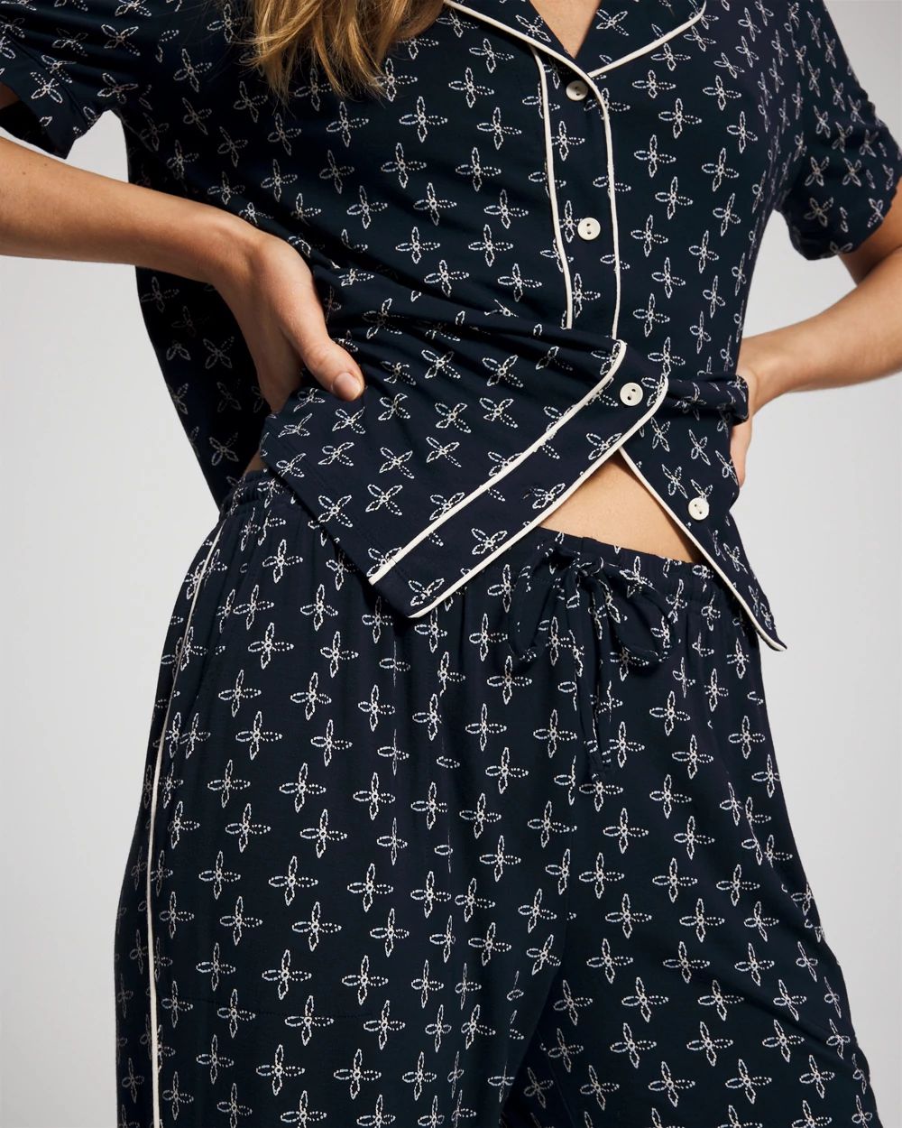 Cool Nights Piped Crop Pajama Pants