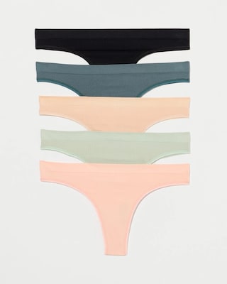 Rib Thong Panty 5 Pack