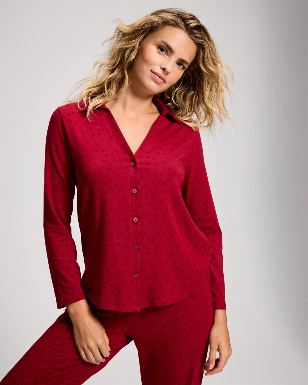 Embraceable Long-Sleeve Notch Collar Pajama Top