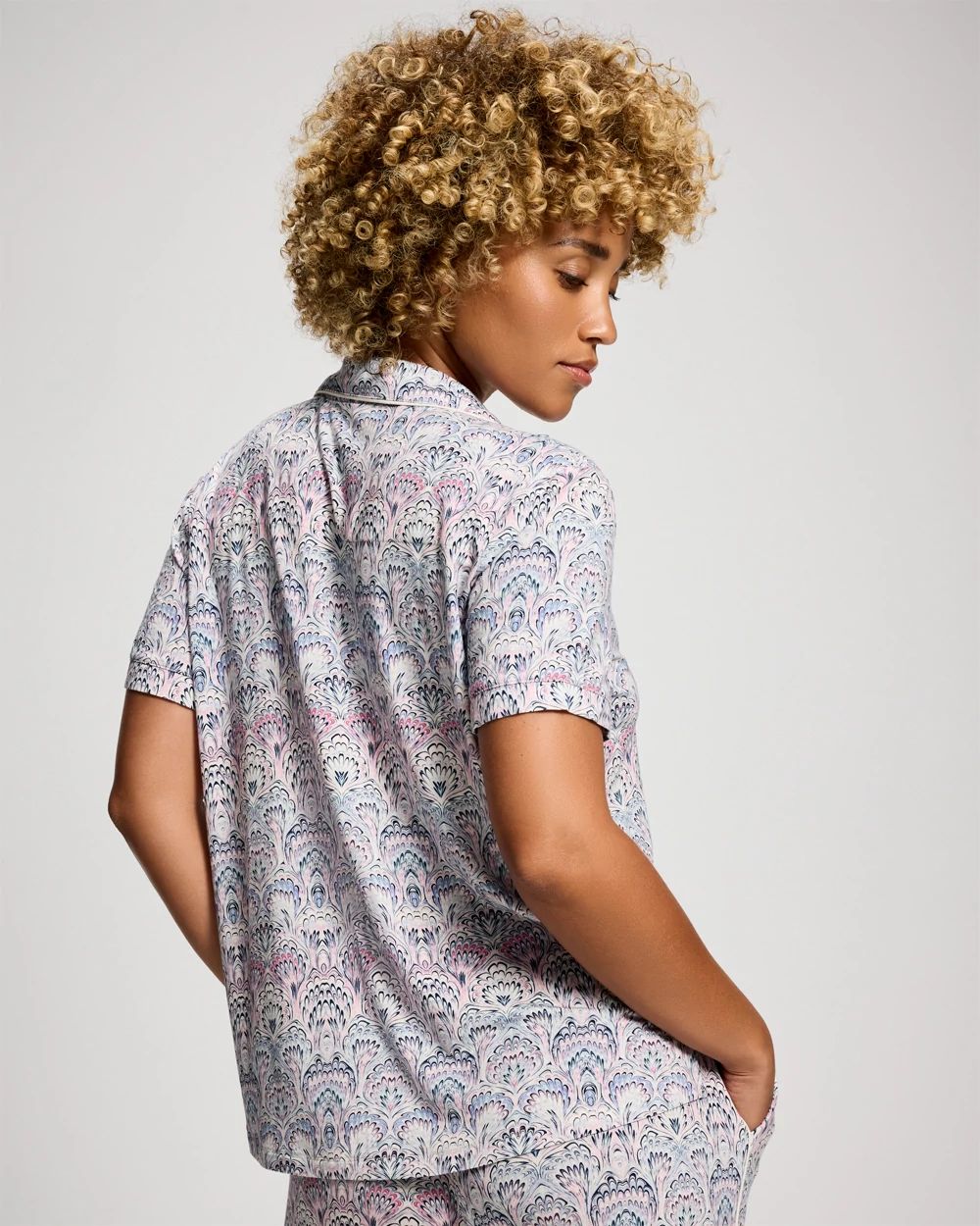 Short Sleeve Notch Collar Pajama Top click to view larger image.