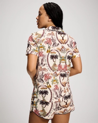 Short Sleeve Notch Collar Pajama Top click to view larger image.