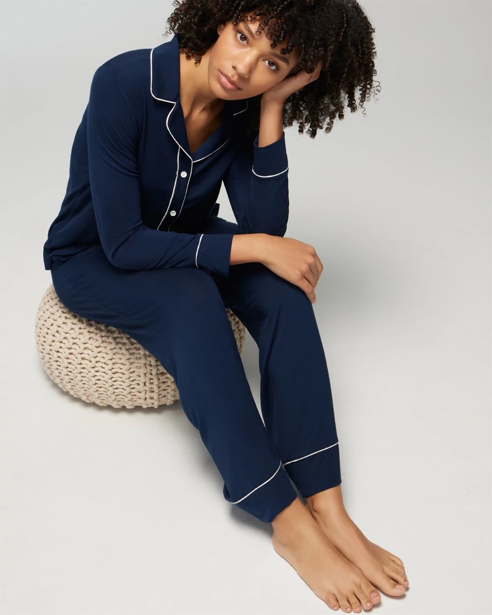 Cool Nights Long-Sleeve Notch Collar Pajama Top