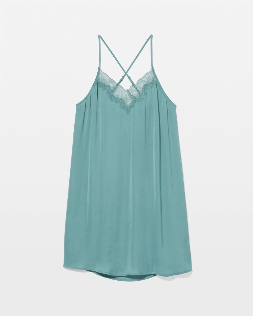Crinkle Satin Lace Trim Chemise