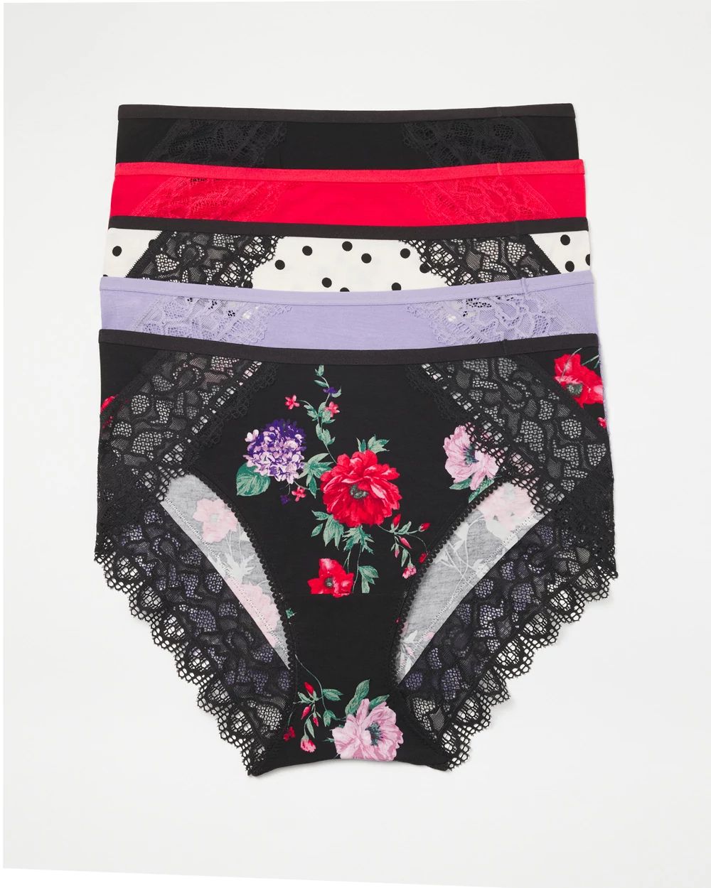 Embraceable High-Leg Panty with Enchanting Lace 5 Pack