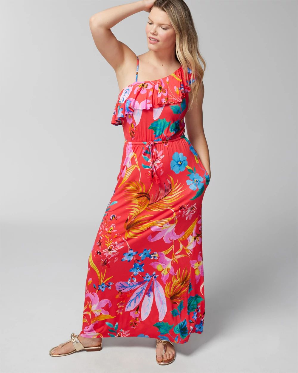 Soft Jersey One-Shoulder Maxi Bra Dress