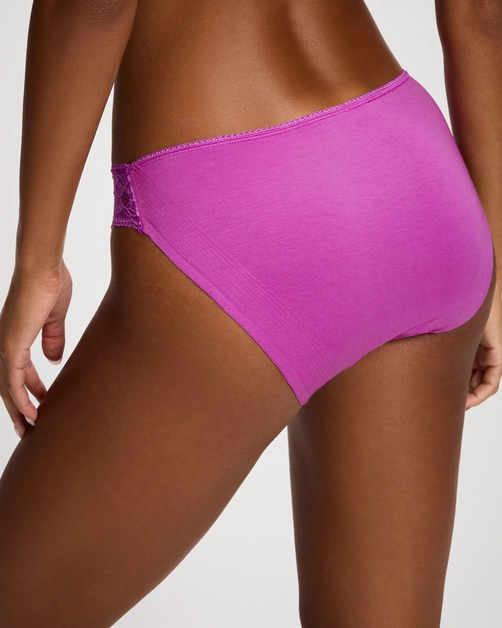 Cotton Blend Bikini Panty with Lace click to view larger image.