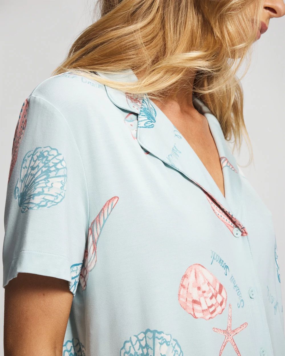 Cool Nights Short Sleeve Notch Collar Pajama Top