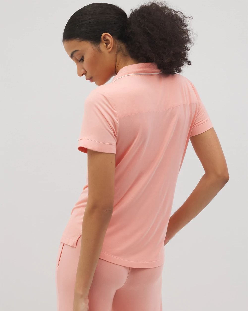 Cool Nights Solid Short Sleeve Notch Collar Pajama Top