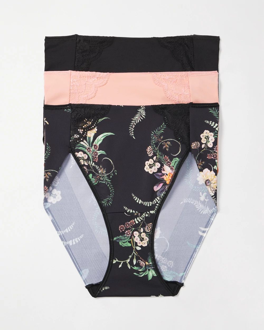 Vanishing Tummy High-Leg Brief Panty with Lace 3 Pack