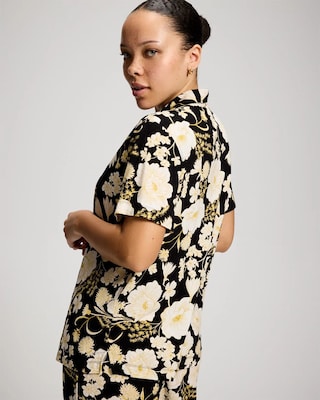 Short Sleeve Notch Collar Pajama Top click to view larger image.