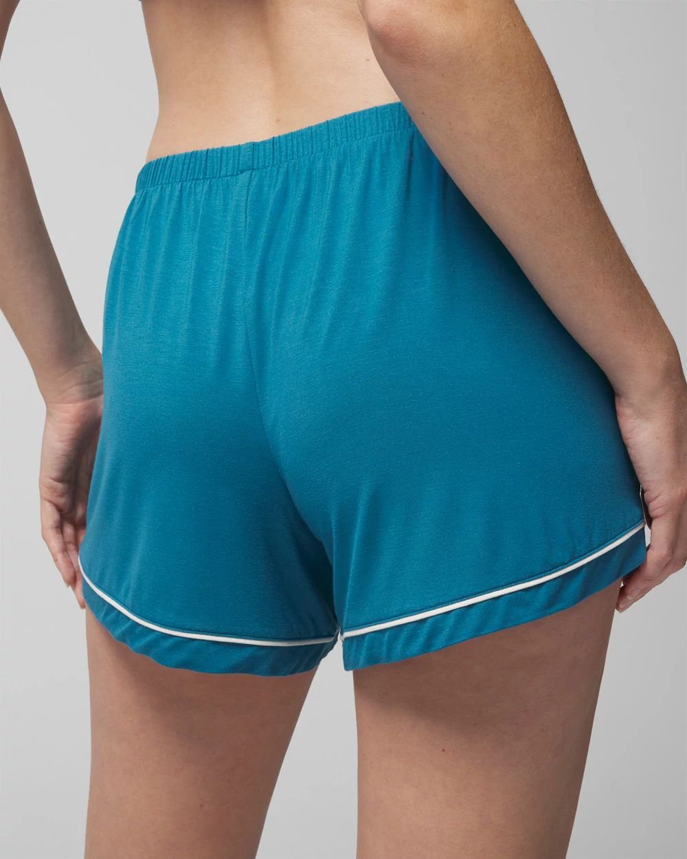 Cool Nights Solid Piped Pajama Shorts