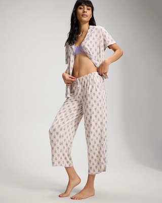 Piped Crop Pajama Pants click to view larger image.