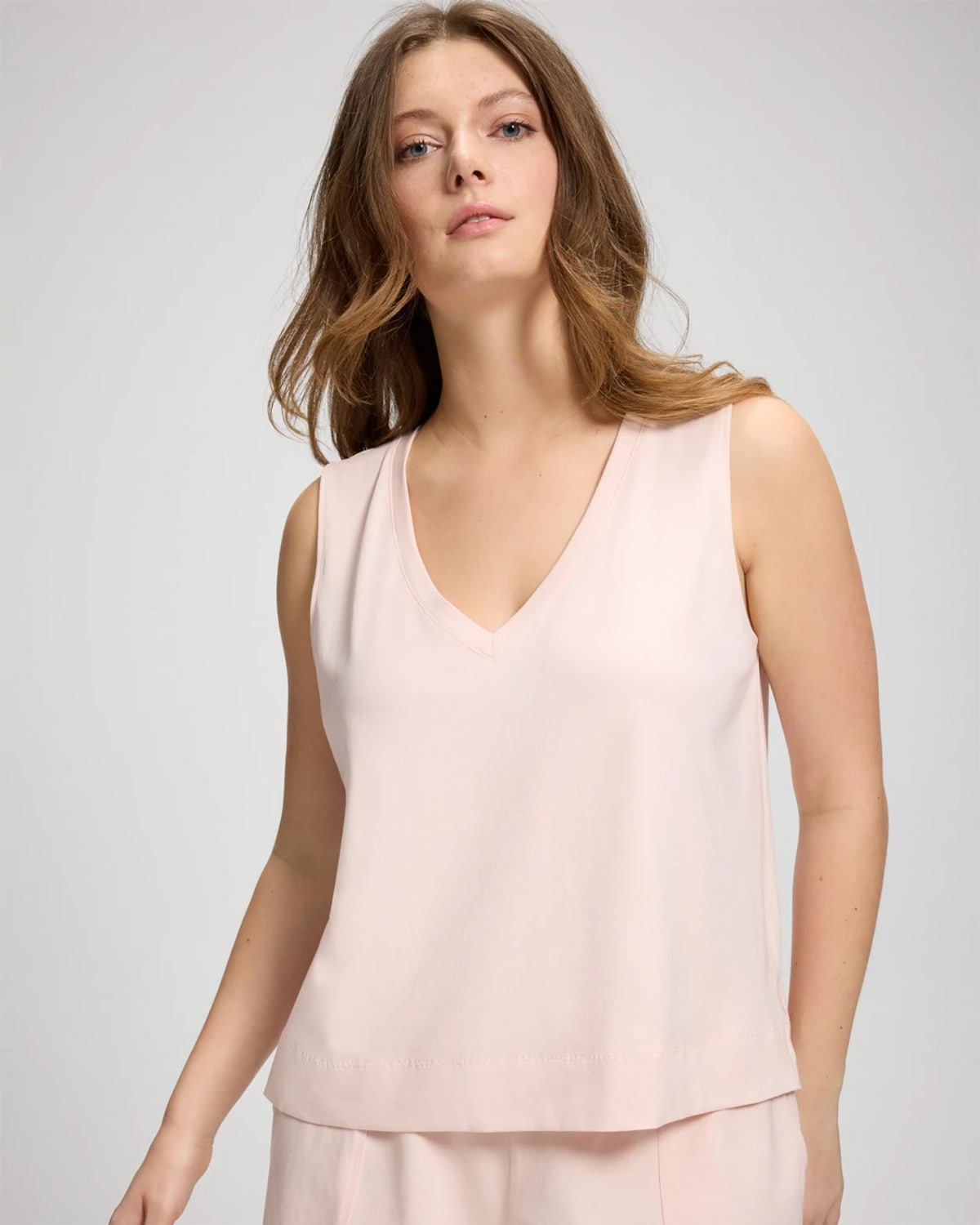 Women's Cotton V-Neck Relaxed Fit Pajama Tank Top in Pink size XL | Soma Pajama Sets