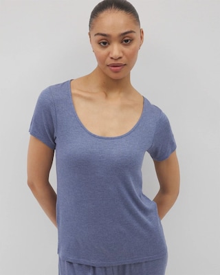 Lightweight Rib Knit Short Sleeve Pajama Tee