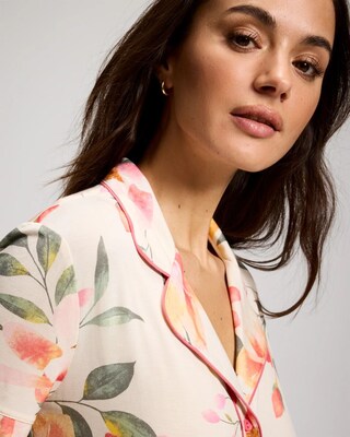 Short Sleeve Notch Collar Pajama Top click to view larger image.