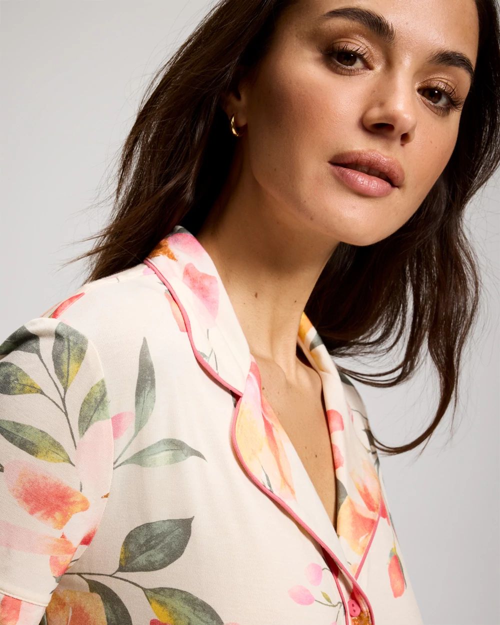 Cool Nights Short Sleeve Notch Collar Pajama Top