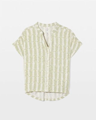 Mandarin Collar Short Sleeve Pajama Top click to view larger image.