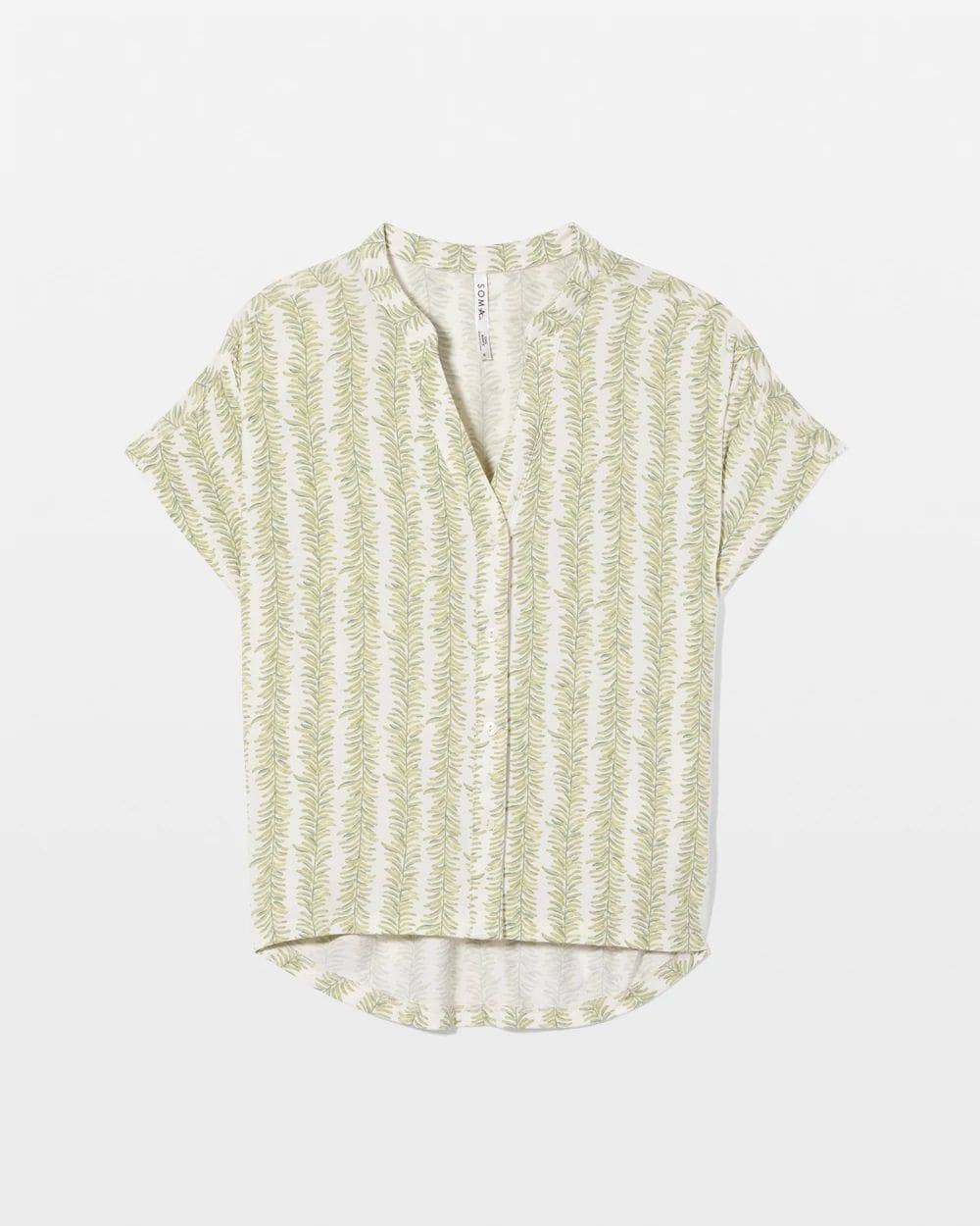 Cool Nights Mandarin Collar Short Sleeve Pajama Top