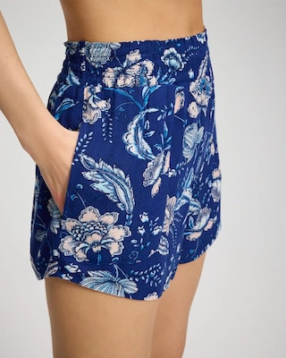 Rayon Crepe Smocked Waist Swim Coverup Shorts click to view larger image.