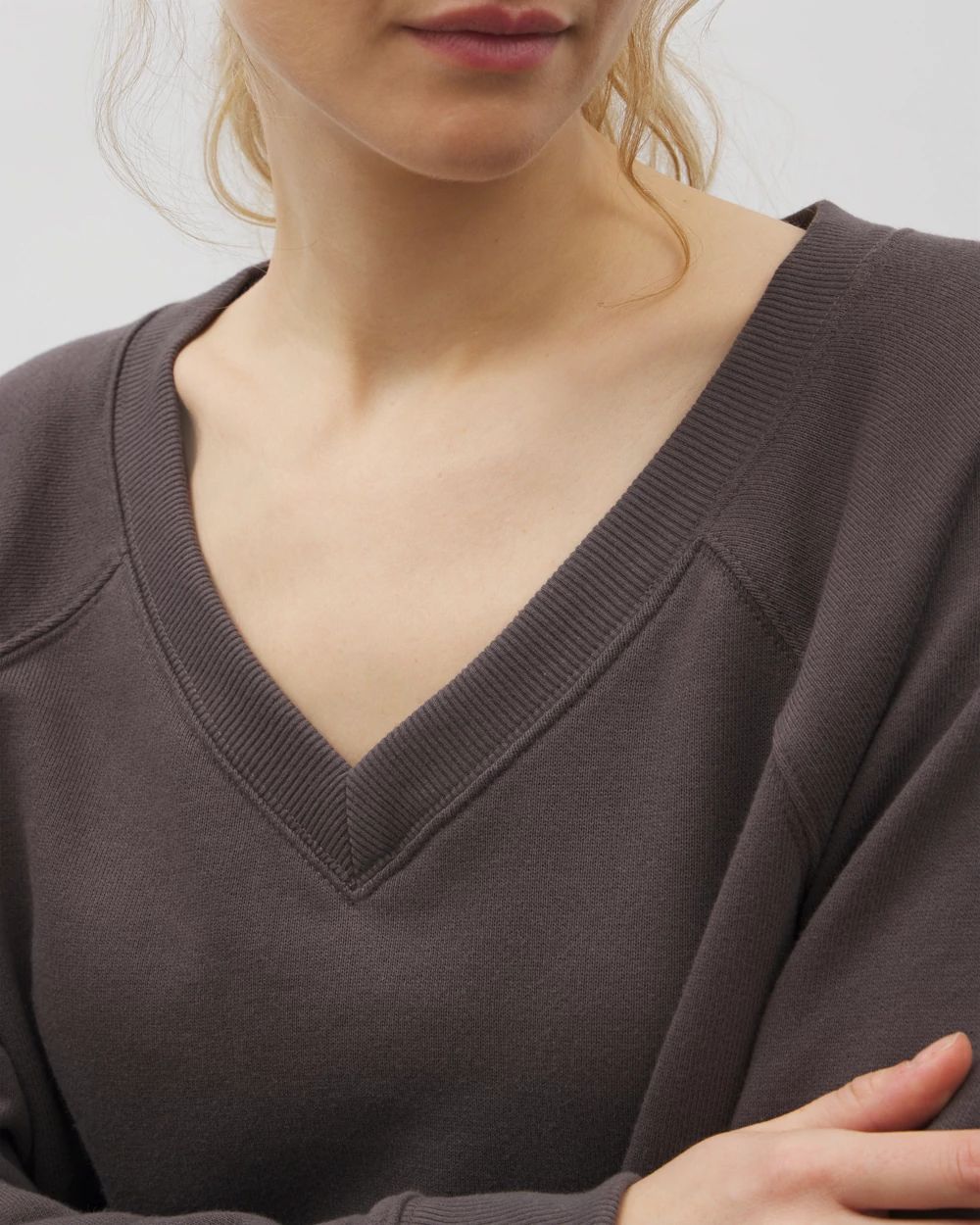 Cotton Terry V-Neck Sweatshirt