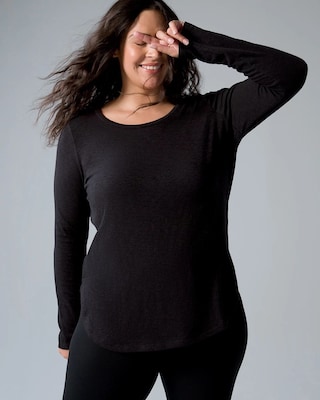 Cotton Slub Long-Sleeve Shirttail Tee