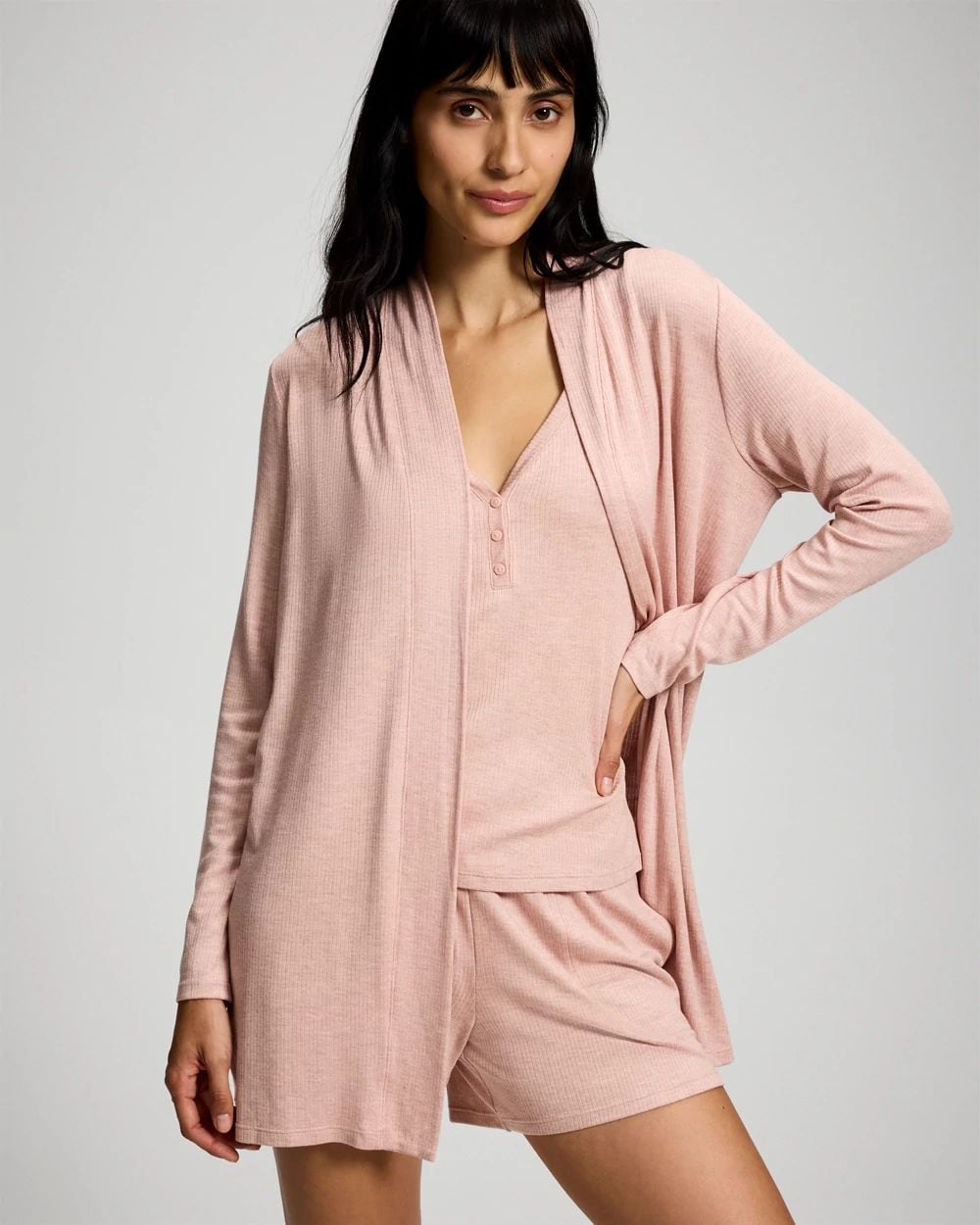 Lightweight Rib Knit Long Sleeve Wrap