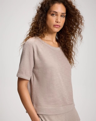 Slub French Terry Relaxed Dolman Sleeve Top