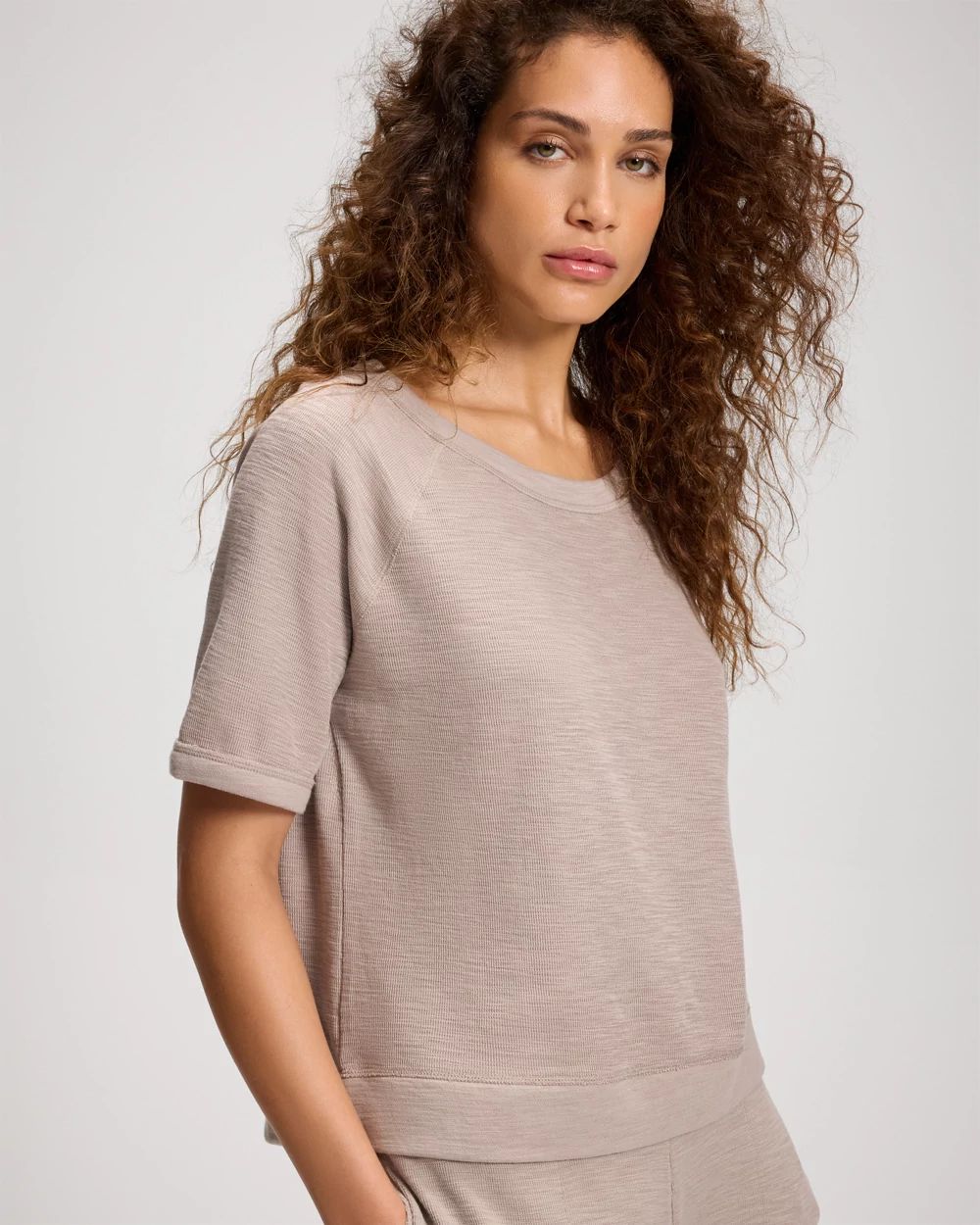 Slub French Terry Relaxed Dolman Sleeve Top