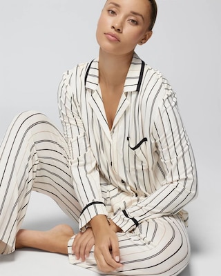 Long-Sleeve Notch Collar Pajama Top