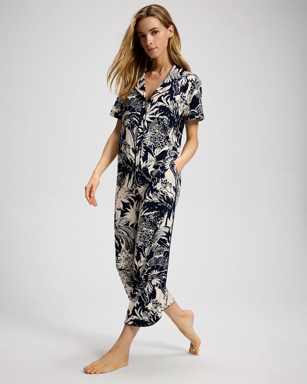Cool Nights Short Sleeve Notch Collar Pajama Top