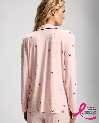 x BCRF Printed Long-Sleeve Notch Collar Pajama Top