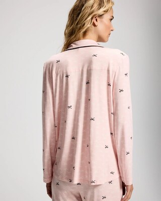 x BCRF Printed Long-Sleeve Notch Collar Pajama Top click to view larger image.