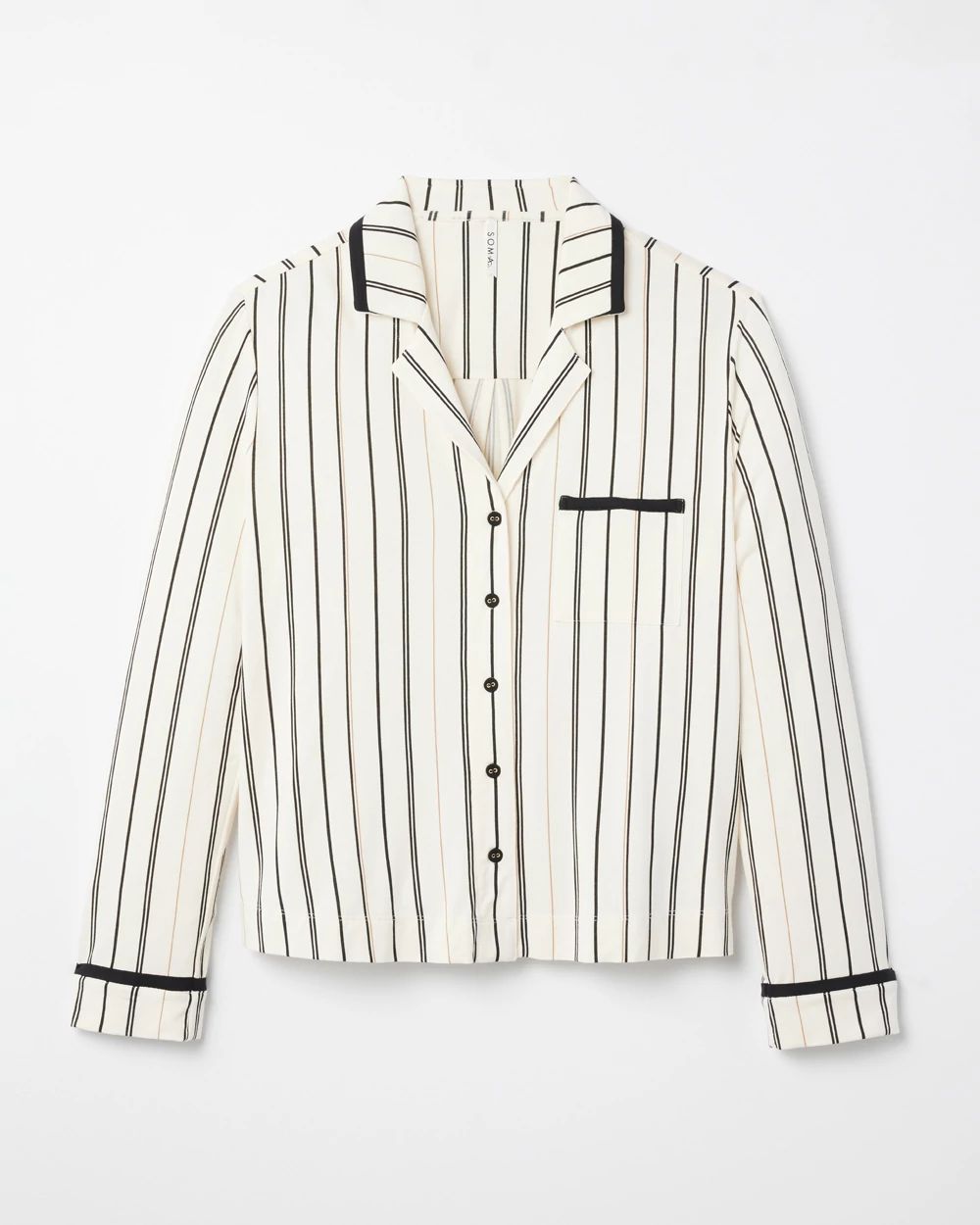 Long-Sleeve Notch Collar Pajama Top