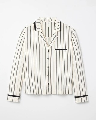 Long-Sleeve Notch Collar Pajama Top