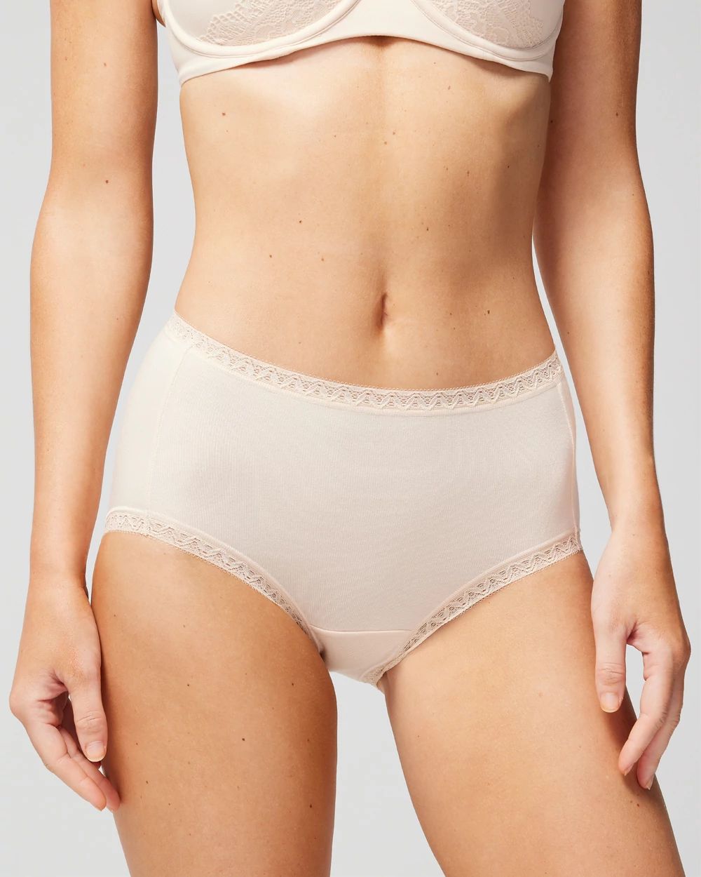 Cotton Brief Panty with Lace Trim