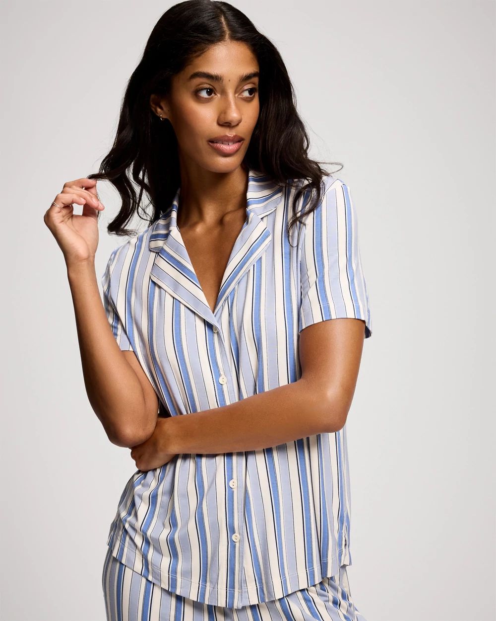 Cool Nights Short Sleeve Notch Collar Pajama Top