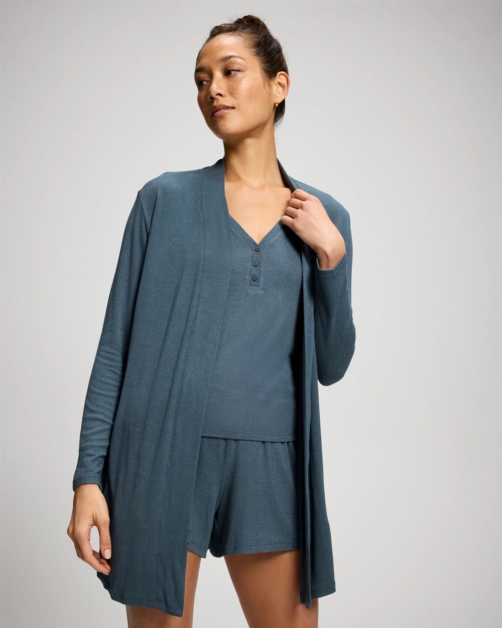 Lightweight Rib Knit Long Sleeve Wrap