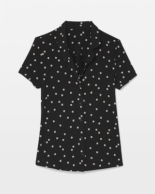 Short Sleeve Notch Collar Pajama Top click to view larger image.