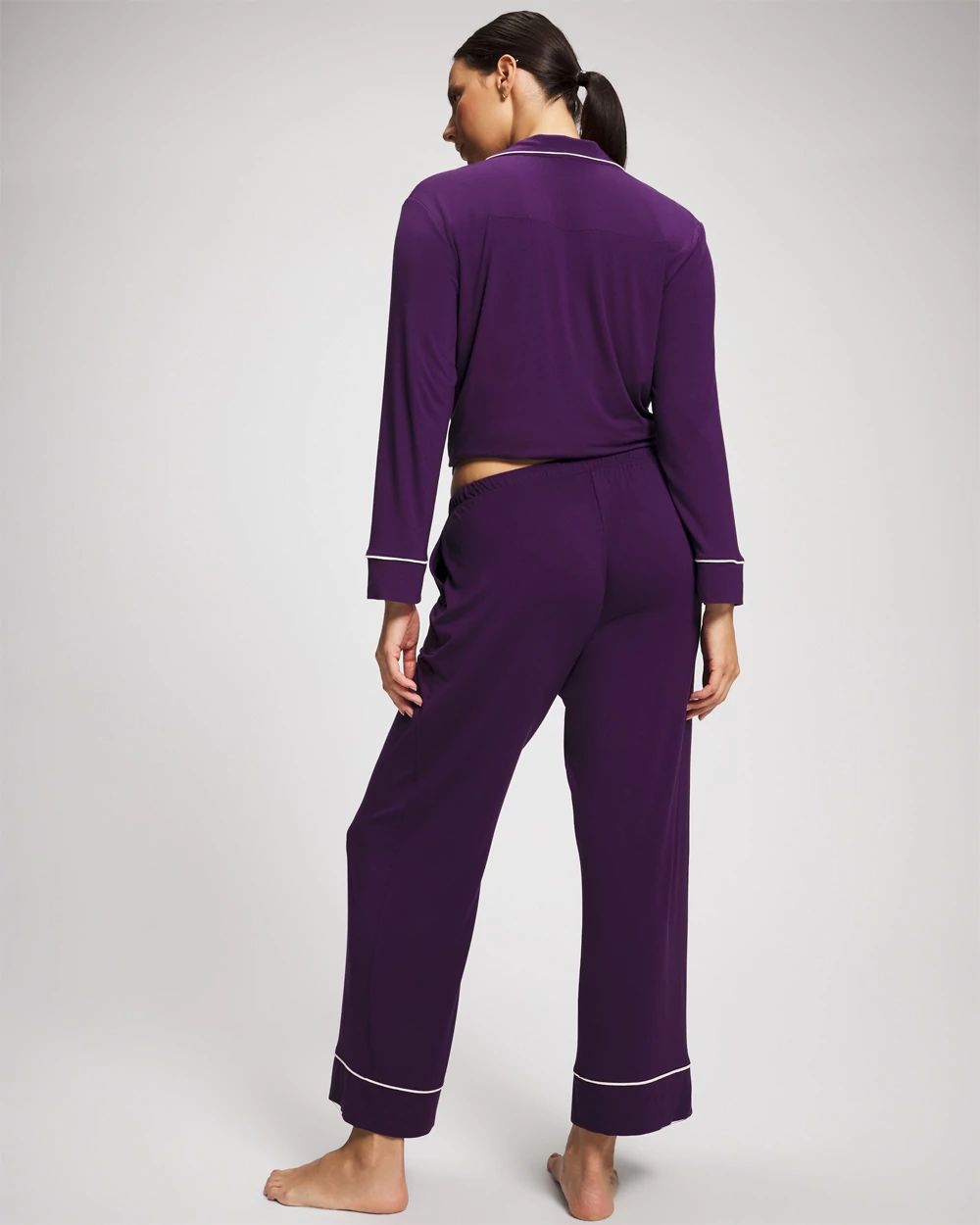 Cool Nights Solid Piped Pajama Pant