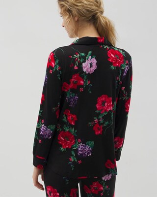 Long-Sleeve Printed Notch Collar Pajama Top click to view larger image.