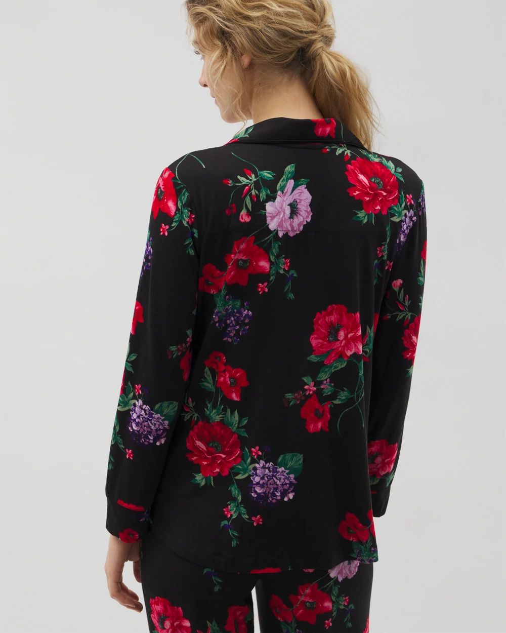 Cool Nights Long-Sleeve Printed Notch Collar Pajama Top