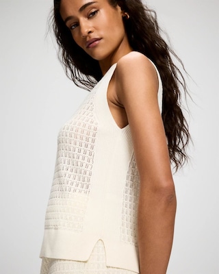 Cotton Pointelle Sweater Tank click to view larger image.