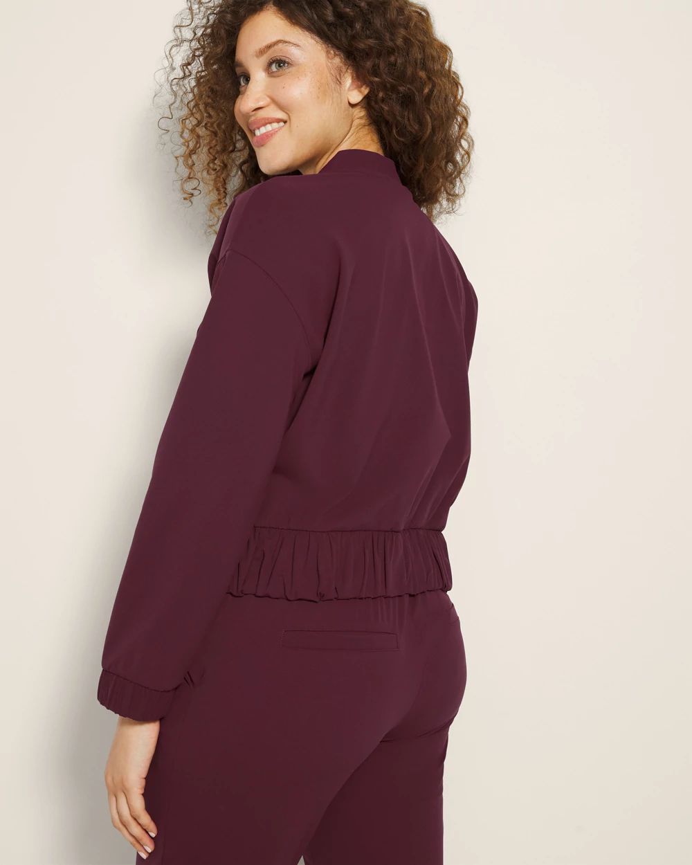 Tech Knit Cropped Bomber Jacket