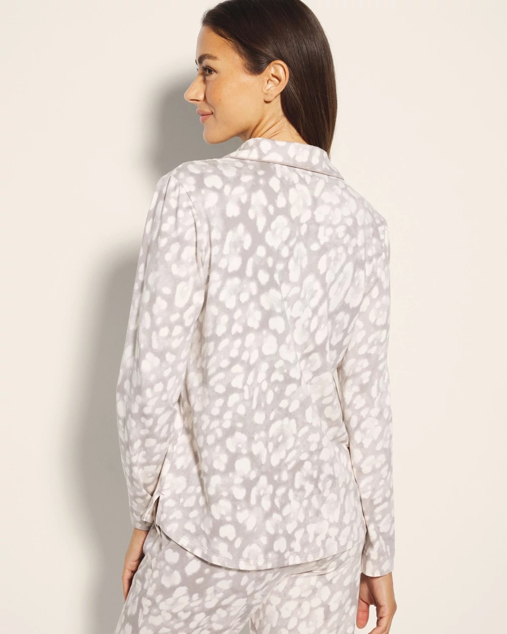 Long-Sleeve Notch Collar Pajama Top